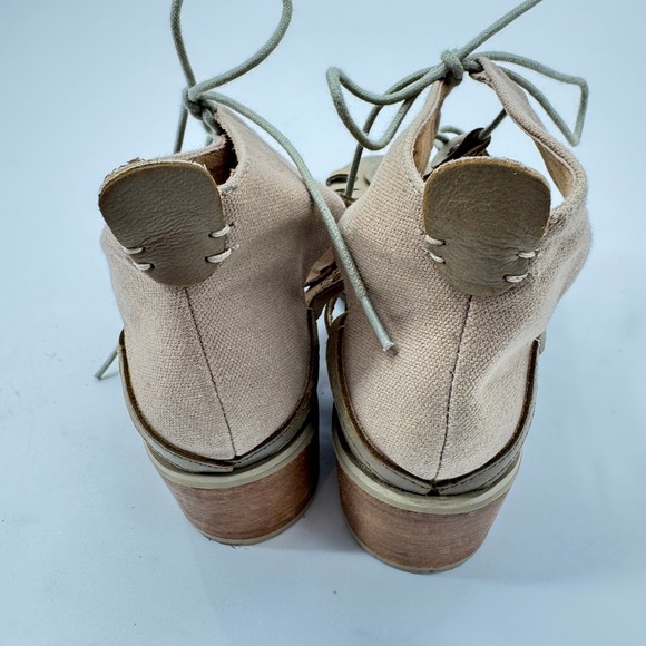 Von Dutch Heeled Sandals Tighten Up Gladiator Block Heel Beige Tan Y2k - Picture 6 of 10